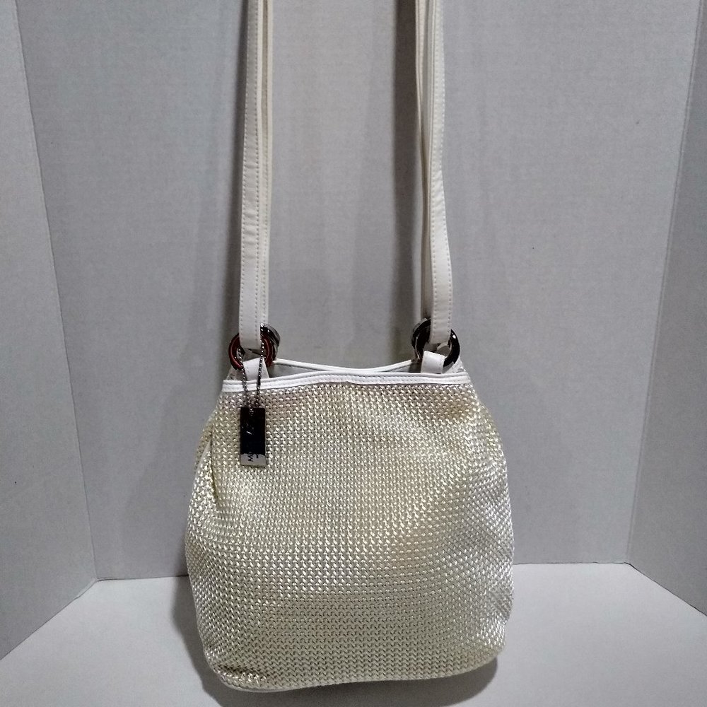 Mondani New York Off-White Woven Knit Satchel